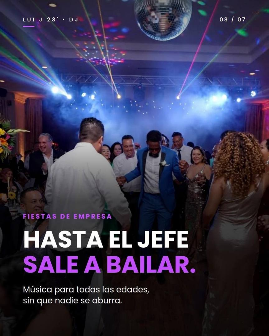 Slide 3: Fiestas de empresa. Hasta el jefe sale a bailar.