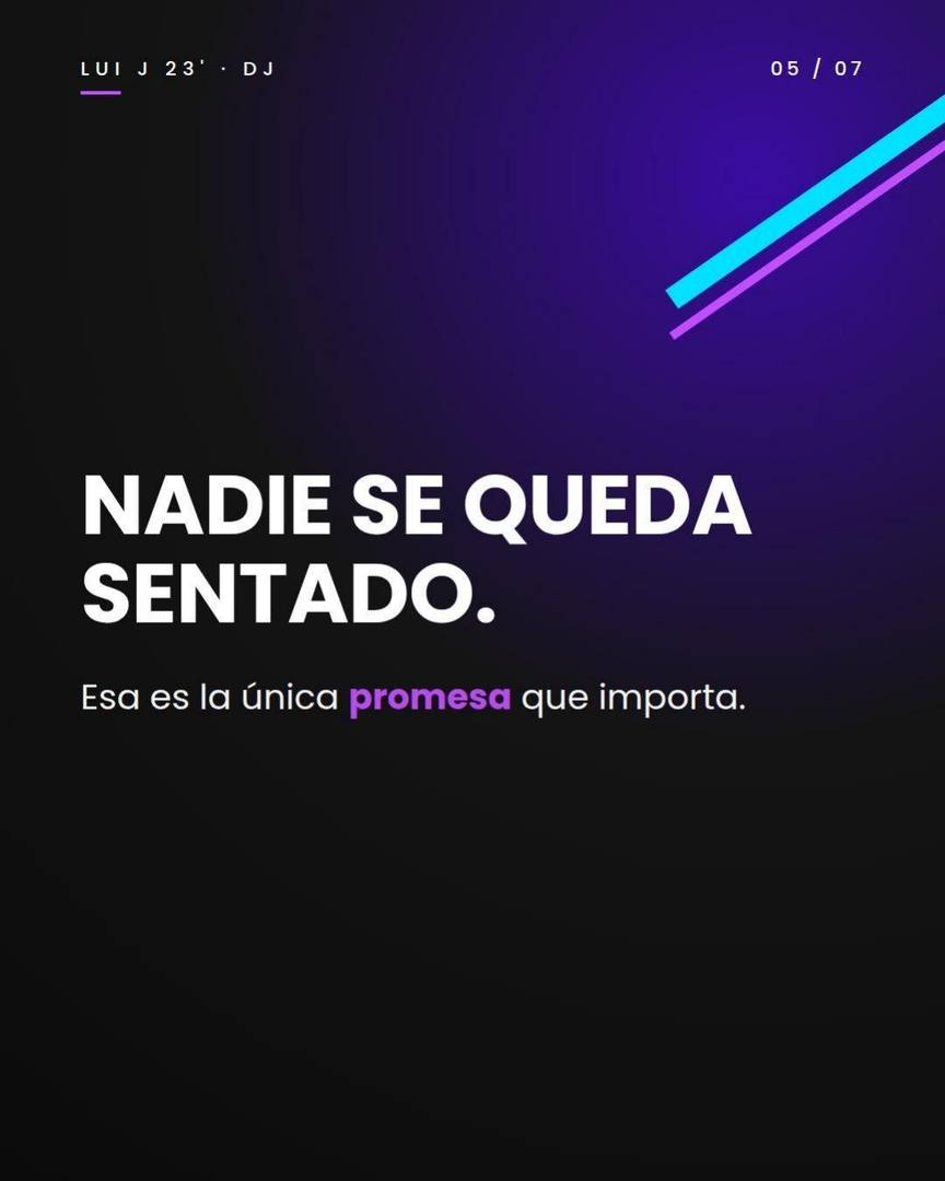 Slide 5: Nadie se queda sentado. Esa es la única promesa que importa.