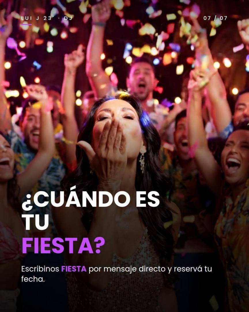 Slide 7: ¿Cuándo es tu fiesta? Escribinos FIESTA y reservá tu fecha.